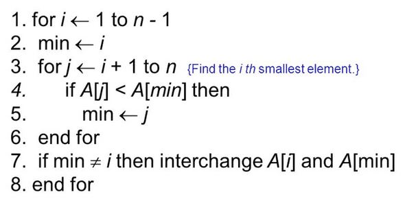 selection sort pseudo